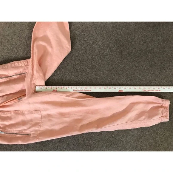 Athleta Cabo Linen Jogger‎ Pants size 4 Orange Peach zip pockets drawstring - Picture 11 of 12